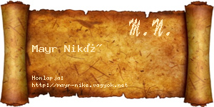 Mayr Niké névjegykártya